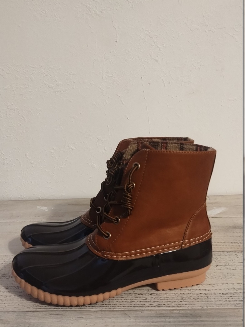 Twisted Brown Duck Boots